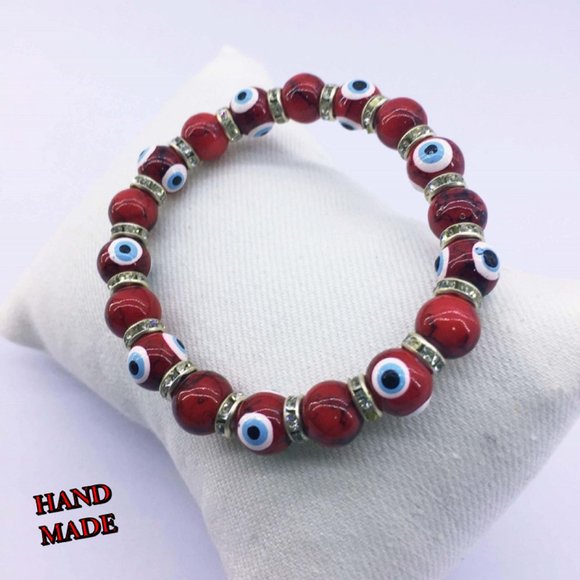Red Charm Beads Evil Eye Beaded Hand Made NEW. - Picture 2 of 3